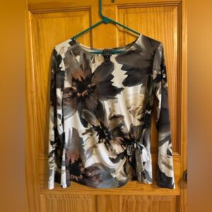 Clara Sun Woo Floral Tie Front Top Small Made in USA